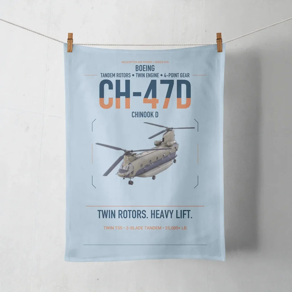 Boeing CH-47D design on light blue towel