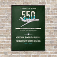 Thumbnail for Cessna Citation 550 - Citation II vertical canvas print - framed - dark green background
