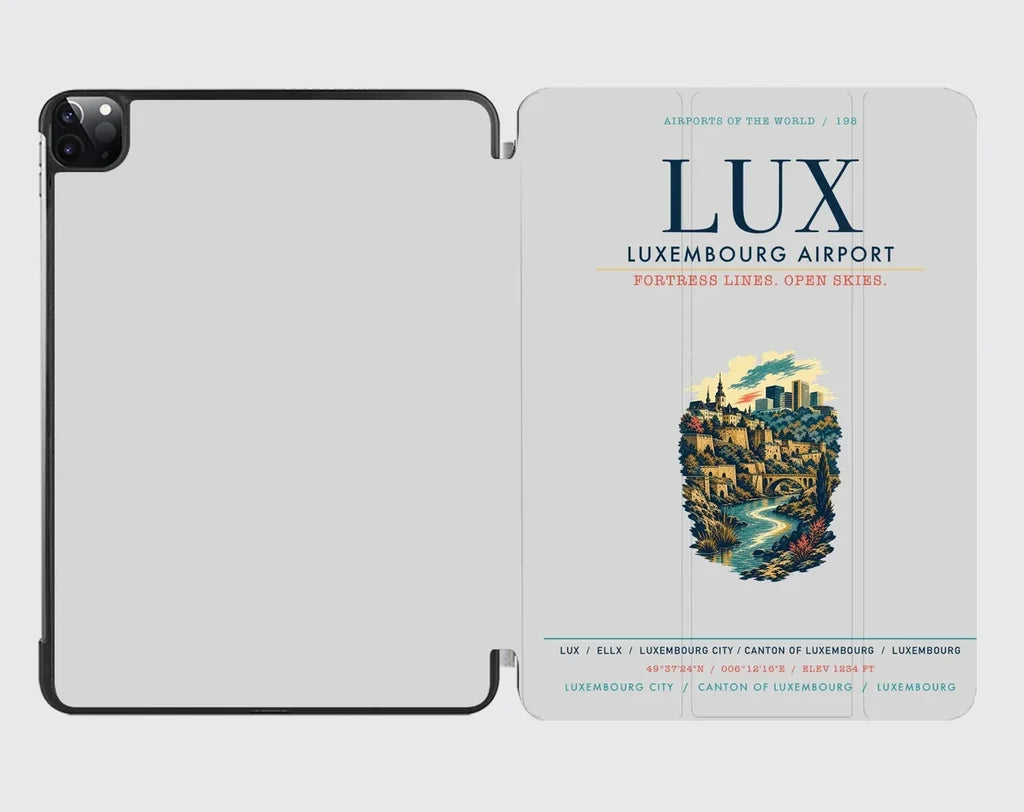 Luxembourg Airport (LUX) design on light gray ipad tablet case