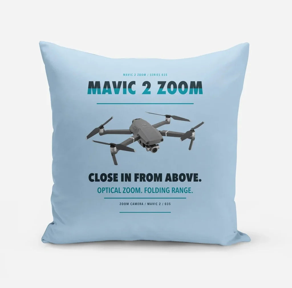 DJI Mavic 2 Zoom design on light blue pillow