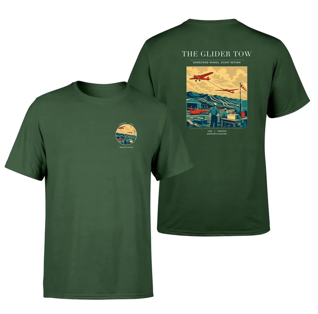 VINTAGE G4249 - The Glider Tow - Double-Side T-Shirt design on darkgreen double side t shirt