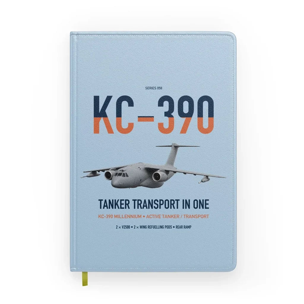 Embraer KC-390 Millennium design on light blue notebook