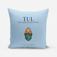 Thumbnail for Tulsa International Airport (TUL) design on light blue pillow