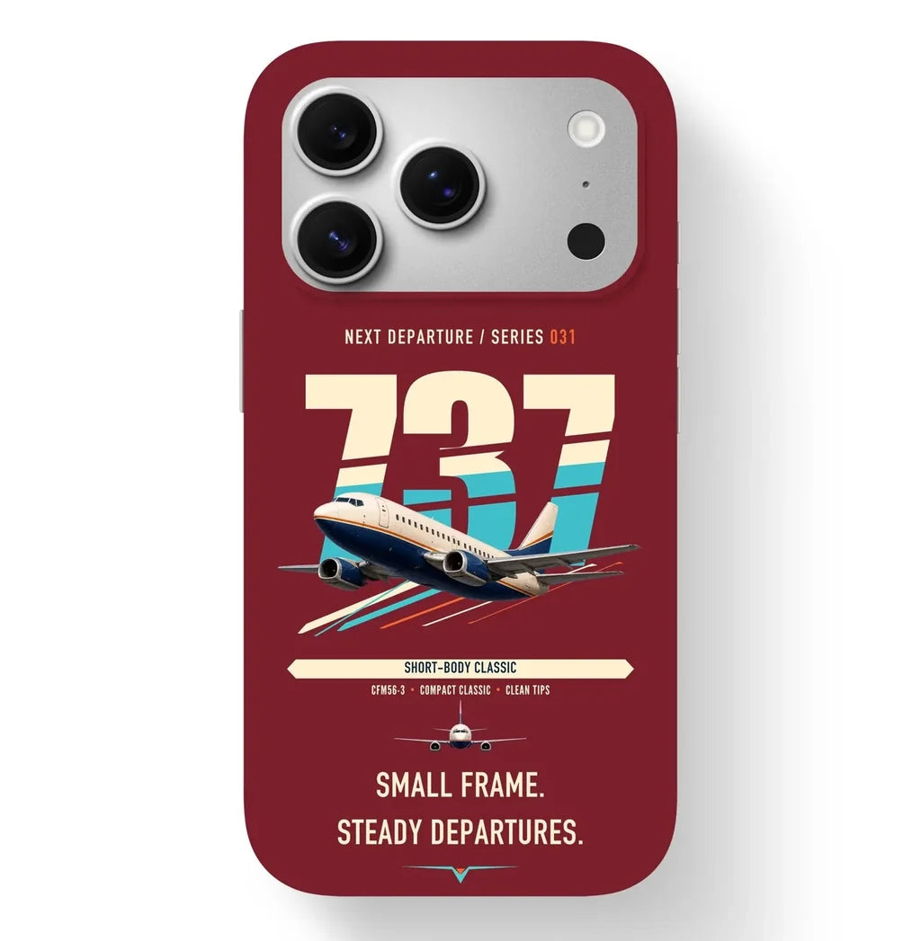 Boeing 737-500 Classic design on dark red magsafe iphone case