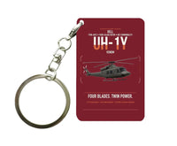 Thumbnail for Bell UH-1Y Venom design on dark red designed key chain, double-side print