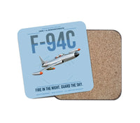 Thumbnail for F-94C Starfire design on light blue 1 piece coaster