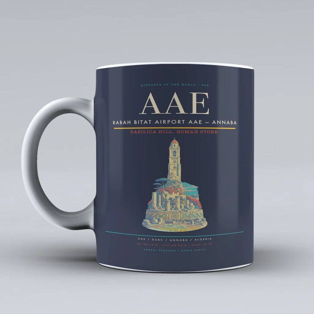 Bitat Airport AAE — Annaba Mug design on dark blue rabah