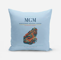 Thumbnail for Montgomery Regional Airport (MGM) design on light blue pillow