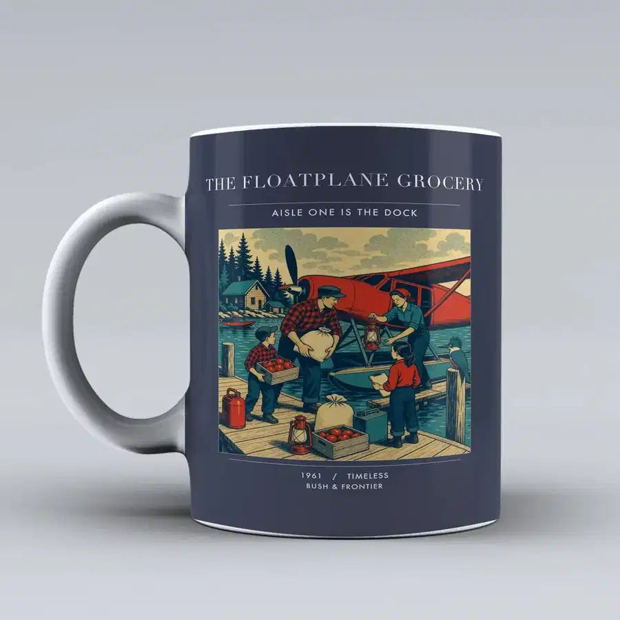 VINTAGE G4286 - The Floatplane Grocery - Ceramic Mug design on darkblue