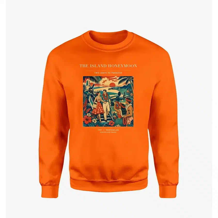VINTAGE G4104 - The Island Honeymoon - Designed Sweatshirts design on orange