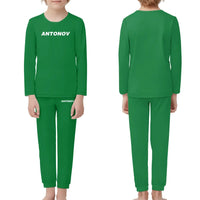 Thumbnail for Antonov & Text children pajamas - Green