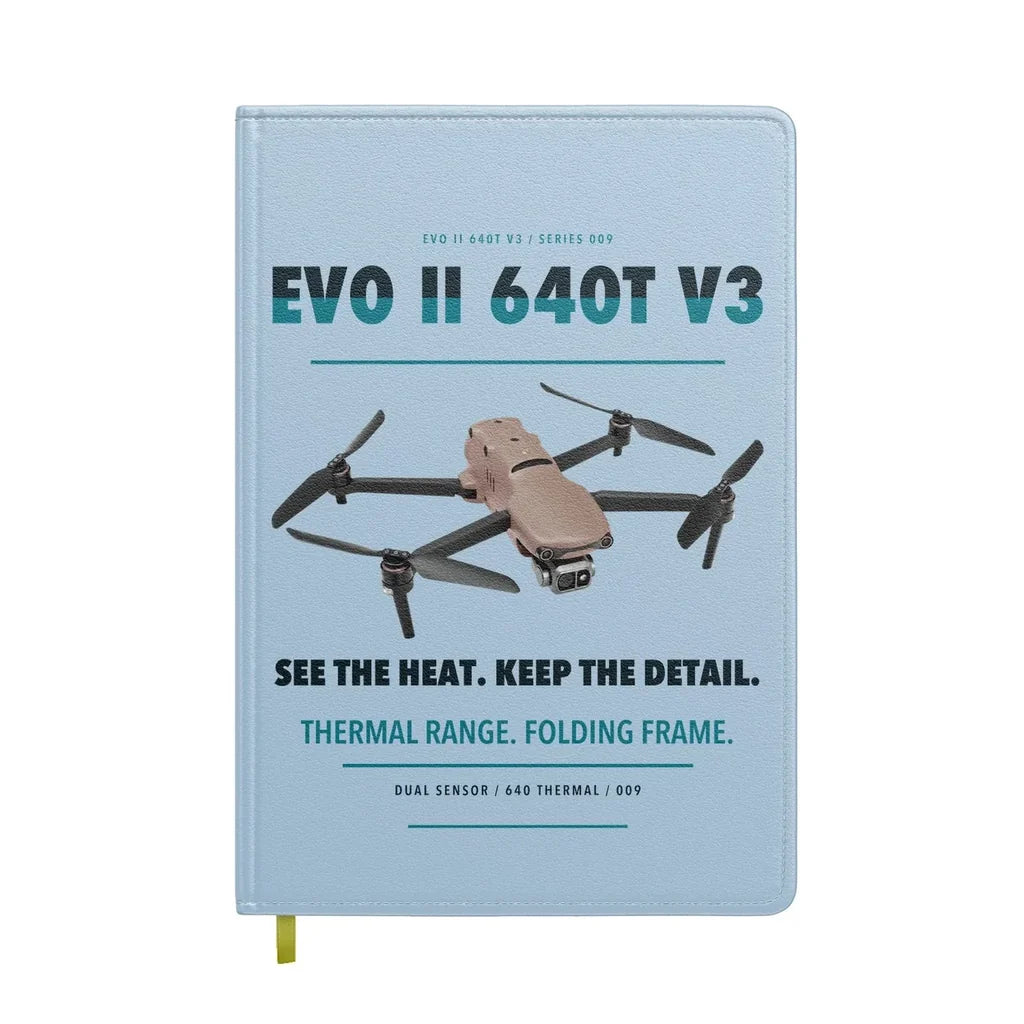 Autel EVO II Dual 640T V3 design on light blue notebook