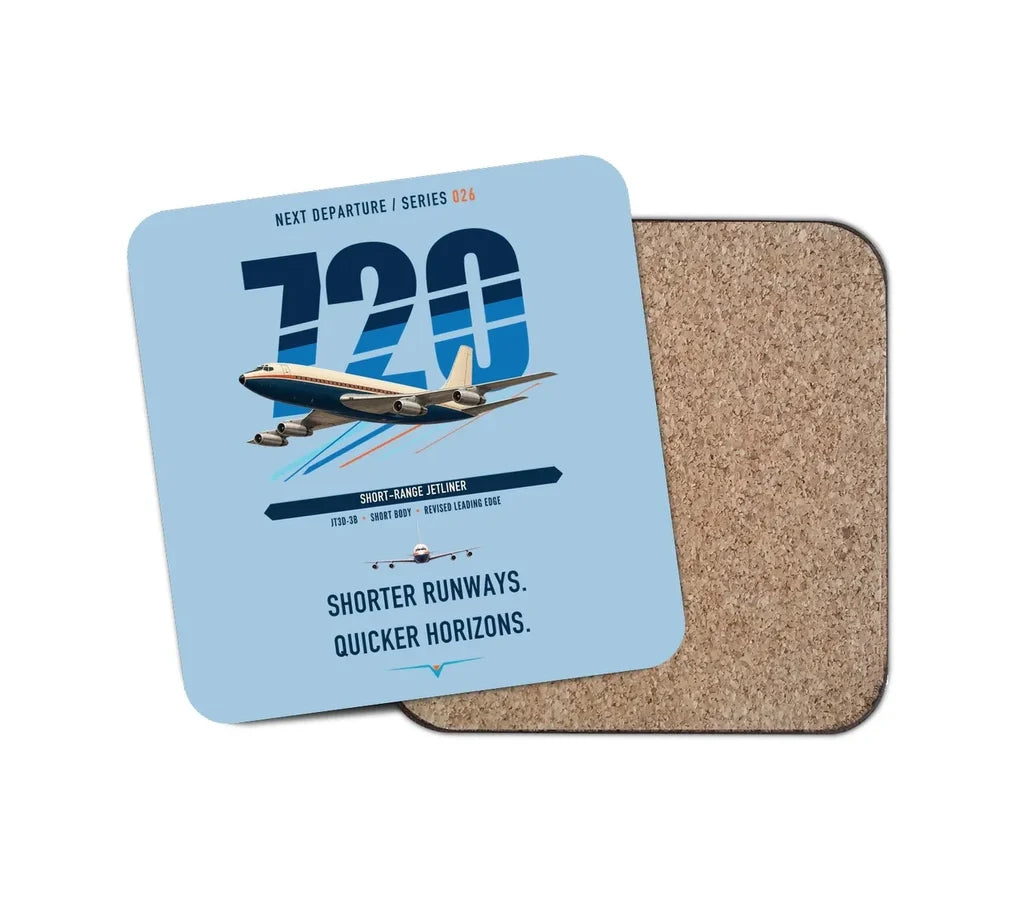 Boeing 720B design on light blue 1 piece coaster