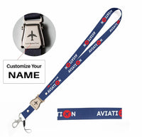 Thumbnail for Aviation seat belt lanyard - dark blue with name