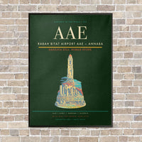 Thumbnail for Rabah Bitat Airport AAE — Annaba vertical canvas print - framed - dark green background