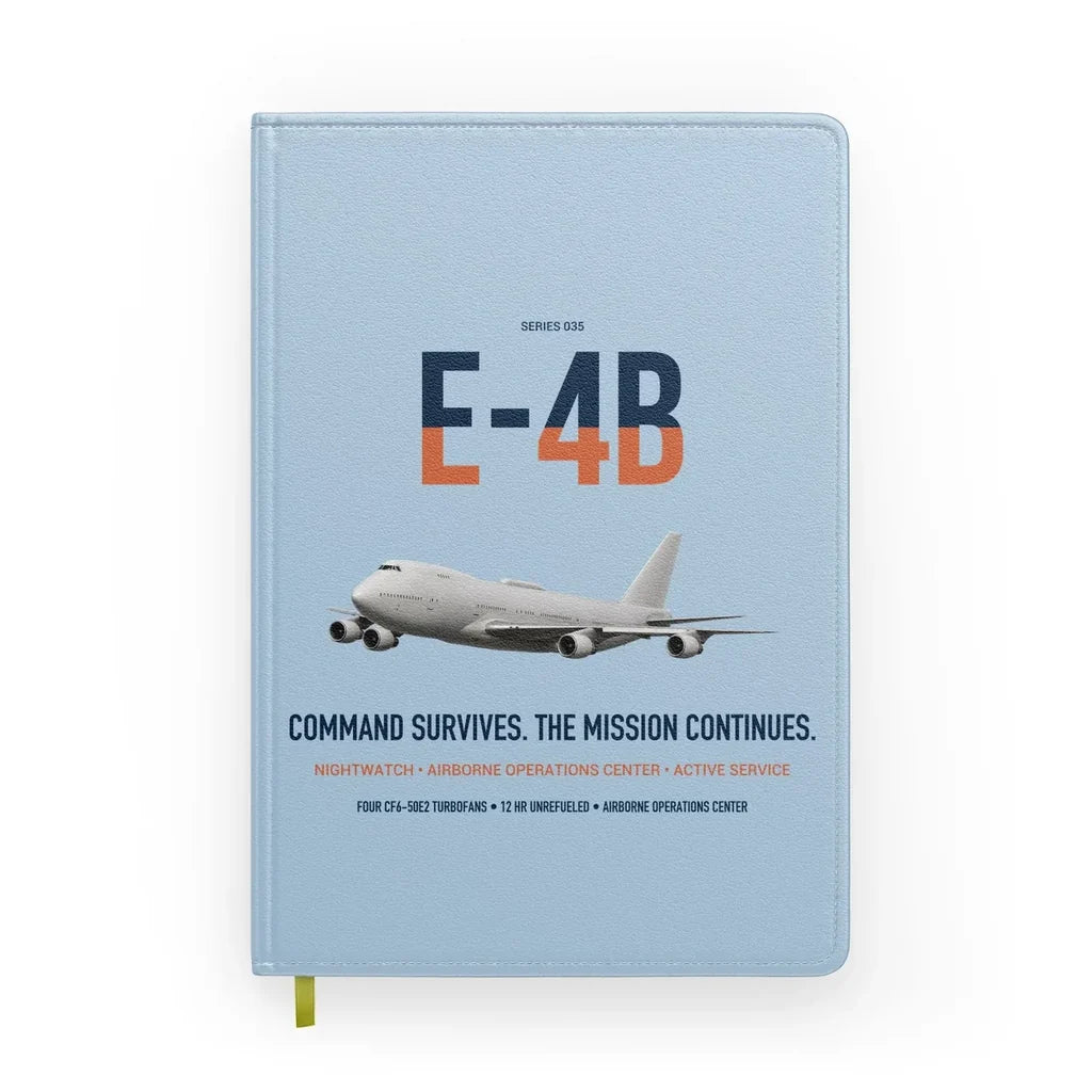 E-4B Nightwatch design on light blue notebook
