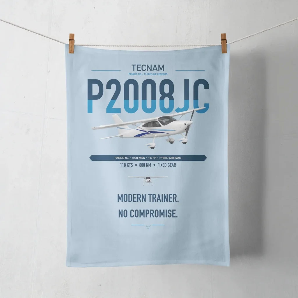 Tecnam P2008JC NG design on light blue towel