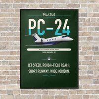 Thumbnail for Pilatus PC-24 vertical canvas print - framed - dark green background