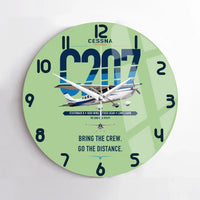 Thumbnail for Cessna T207A Stationair 8 design on light green no frame wall clock