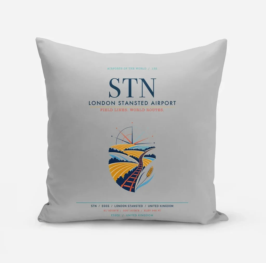 London Stansted Airport (STN) design on light gray pillow