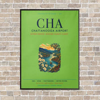 Thumbnail for Chattanooga Airport CHA vertical canvas print - framed - light green background