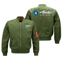 Thumbnail for Alaska Airlines logo on green bomber jacket