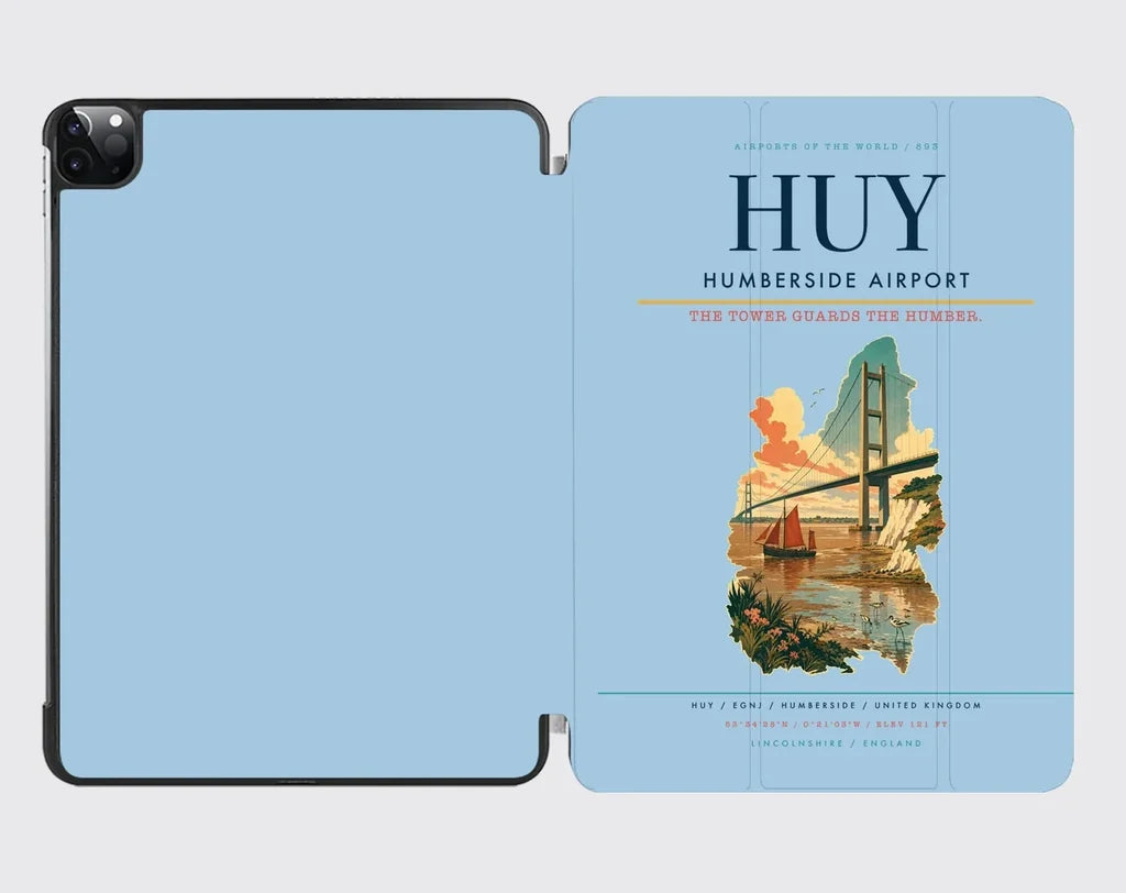 Humberside Airport (HUY) design on light blue ipad tablet case