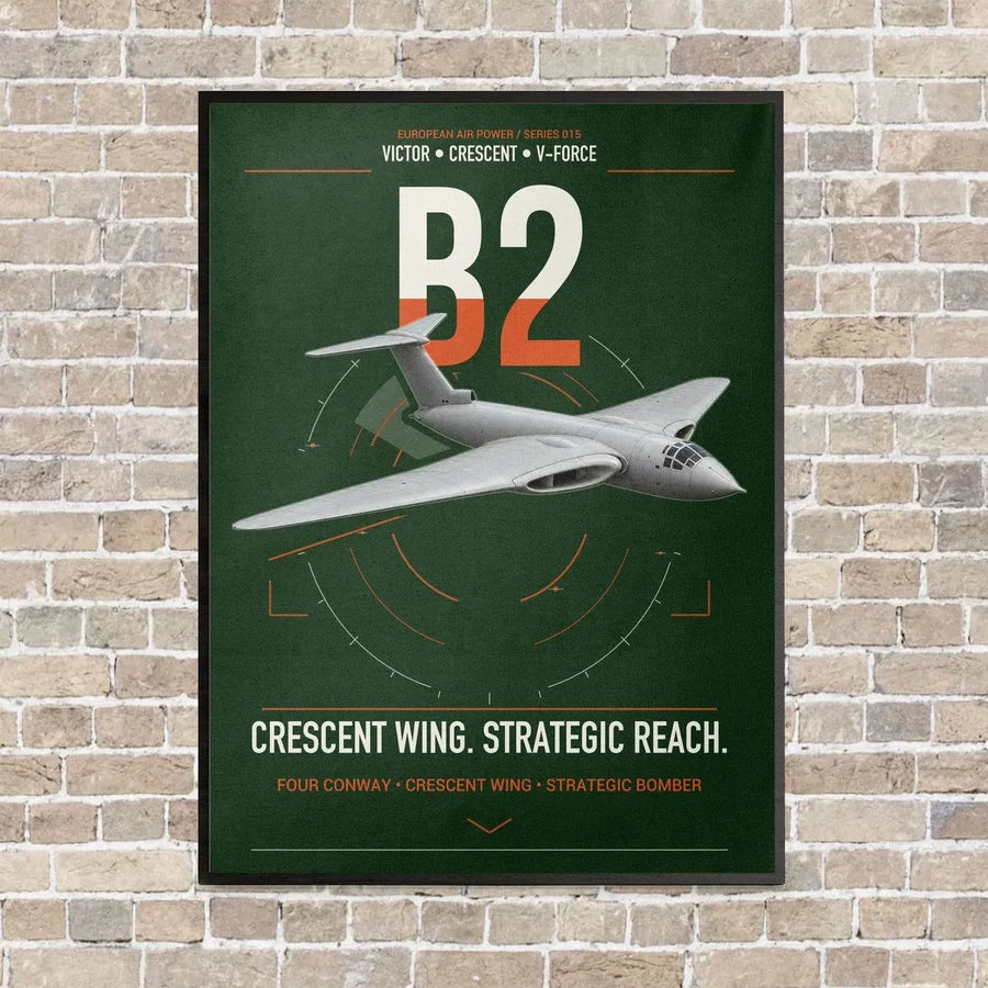 Handley Page Victor B2 vertical canvas print - framed - dark green background