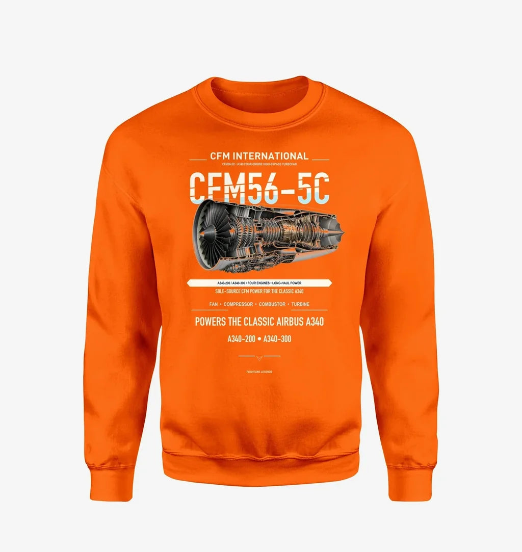 CFM56-5C design on orange sweatshirt