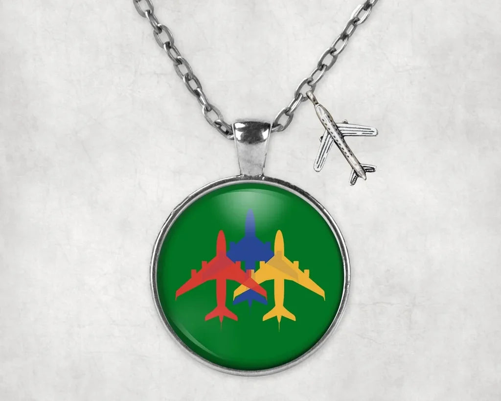 Colourful 3 Airplanes Necklace - view 5