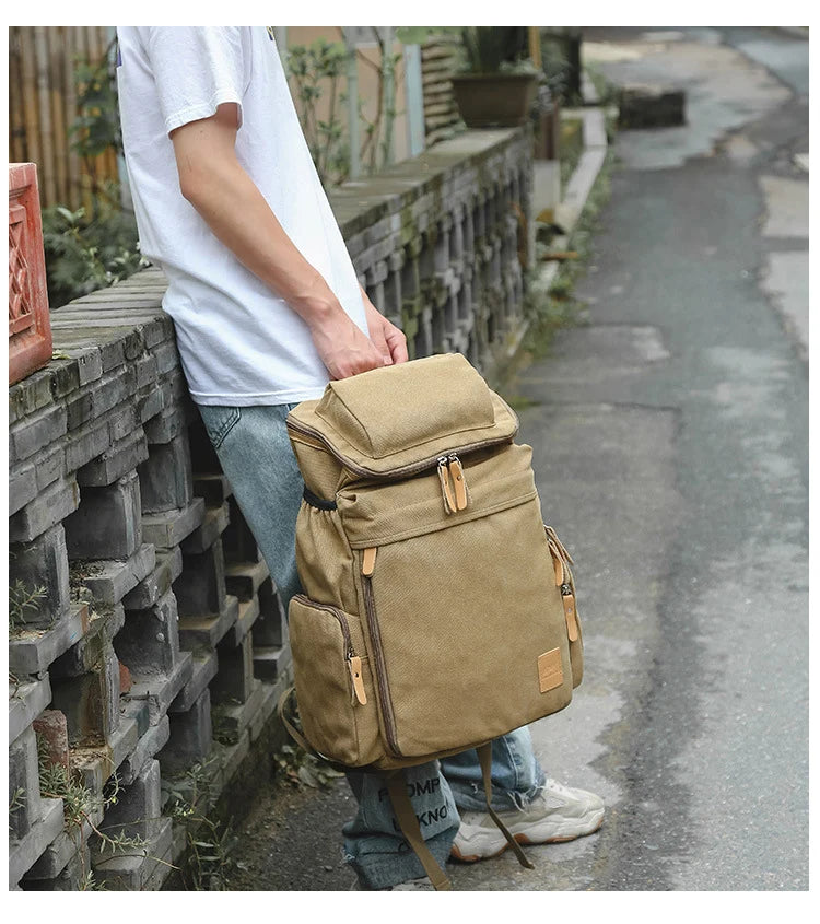 Aviator Vintage Canvas Backpack for Flight Crew Travel
