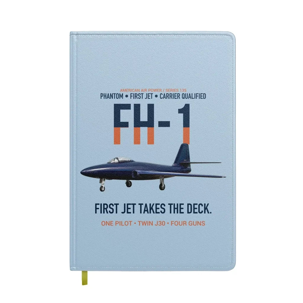 FH-1 Phantom First Jet Takes the Deck design on light blue notebook