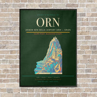 Thumbnail for Ahmed Ben Bella Airport ORN — Oran vertical canvas print - framed - dark green background