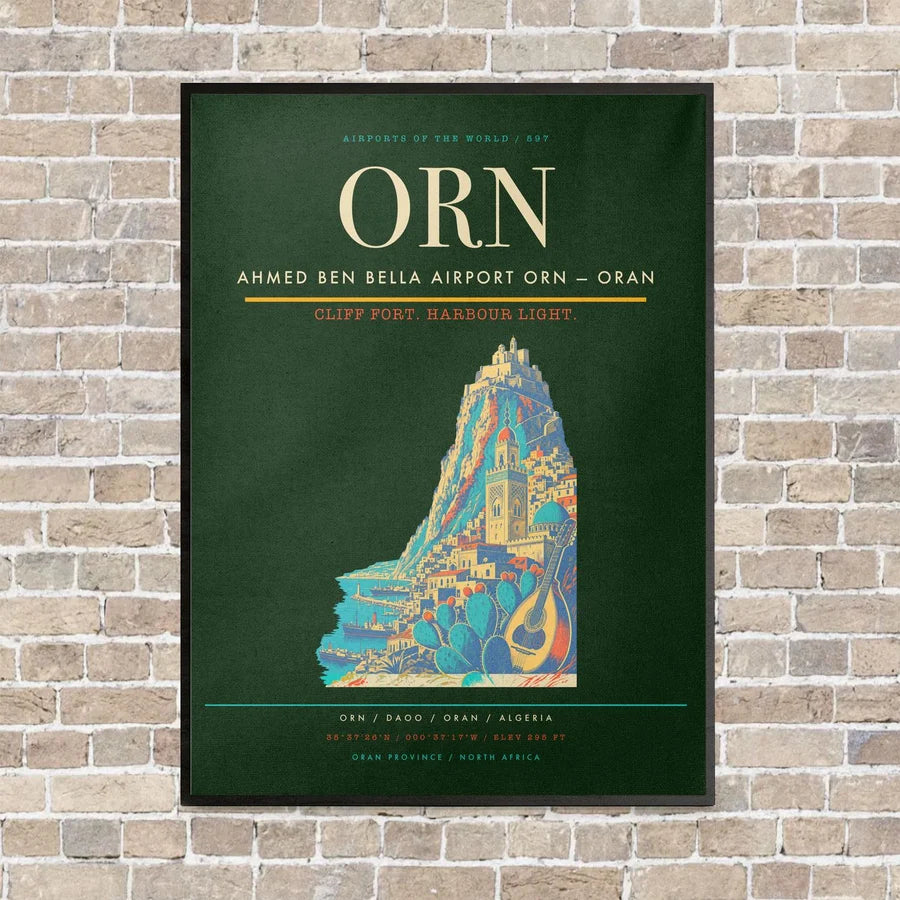 Ahmed Ben Bella Airport ORN — Oran vertical canvas print - framed - dark green background
