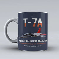 Thumbnail for T-7A Red Hawk design on dark blue ceramic mug, double-side print