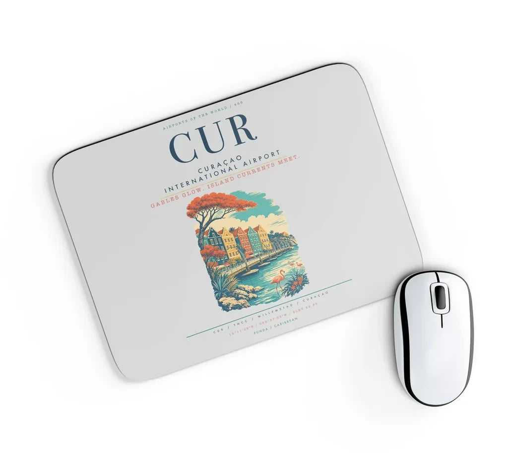Curaçao International Airport (CUR) design on light gray rectangle mouse pad