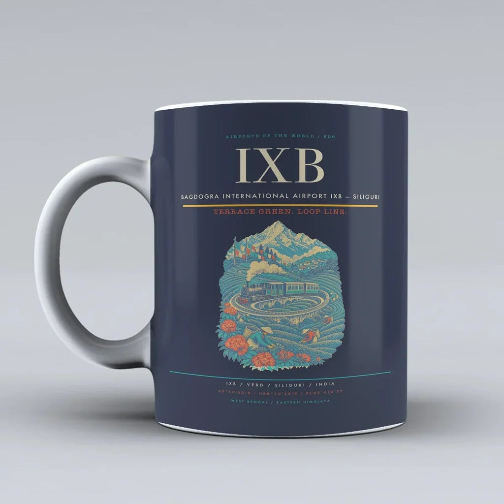 International Airport IXB — Siliguri Mug design on dark blue bagdogra