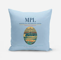 Thumbnail for Montpellier–Méditerranée Airport (MPL) design on light blue pillow