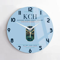 Thumbnail for Kuching International Airport (KCH) design on light blue no frame wall clock