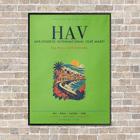 Thumbnail for José Martí International Airport Havana HAV vertical canvas print - framed - light green background