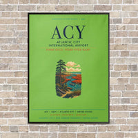 Thumbnail for Atlantic City International Airport ACY vertical canvas print - framed - light green background