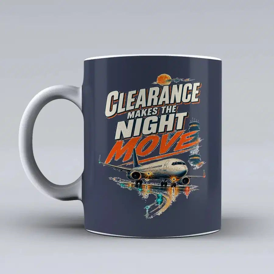 661 - Clearance Makes The Night Move - Mug design on dark blue signal