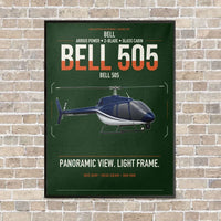 Thumbnail for Bell 505 vertical canvas print - framed - dark green background