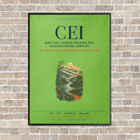 Thumbnail for Mae Fah Luang Chiang Rai International Airport CEI vertical canvas print - framed - light green background