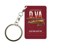 Thumbnail for Albatros D.Va design on dark red designed key chain, double-side print