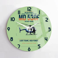 Thumbnail for MD Helicopters MD 530F design on light green no frame wall clock