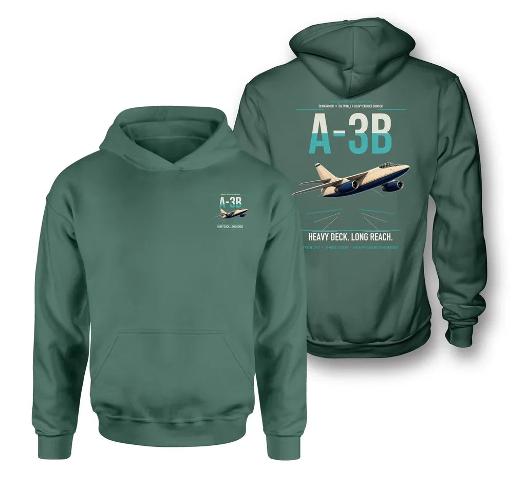 A-3B Skywarrior design on green double-side hoodie