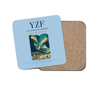 Thumbnail for Yellowknife Airport (YZF) design on light blue 1 piece coaster