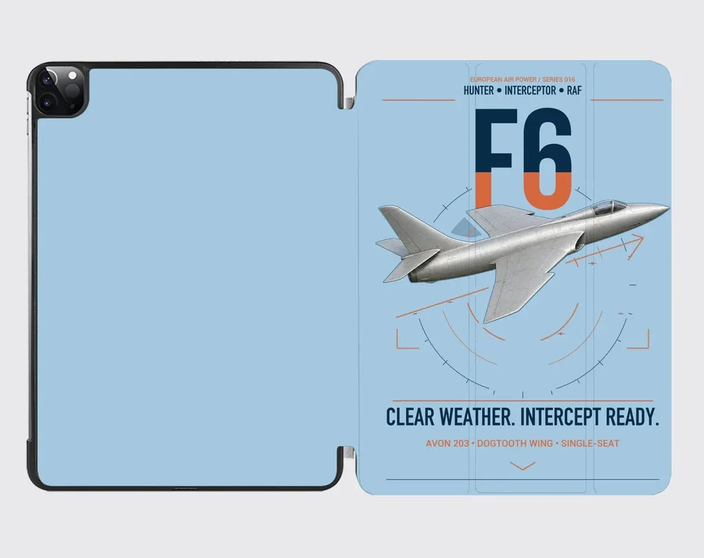 Hawker Hunter F6 design on light blue ipad tablet case