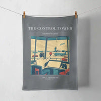 Thumbnail for VINTAGE G4093 - The Control Tower - Designed Towels design on gray